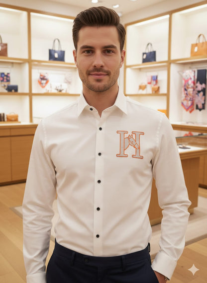 Hermès white luxury regular fit shirt for office wear and smart casual styling
