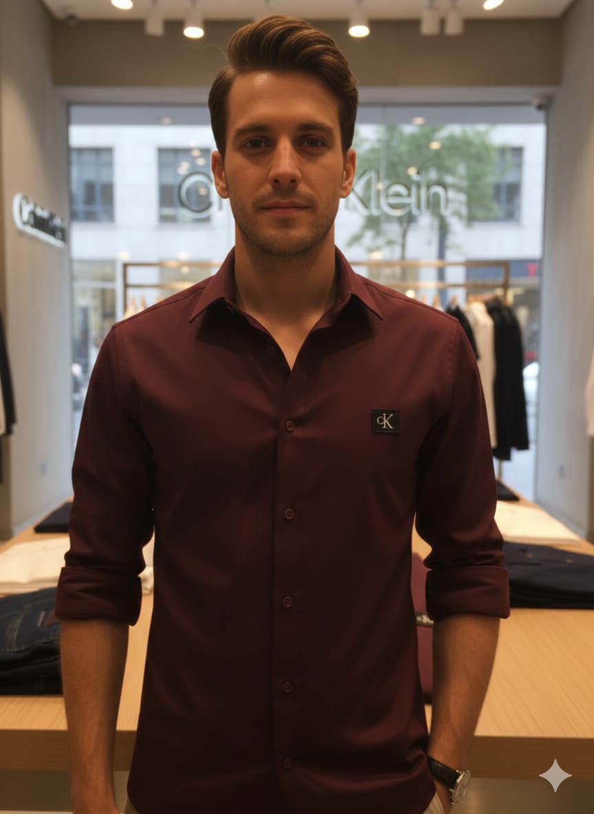 Calvin Klein wine designer regular fit shirt for office and business casual wear
