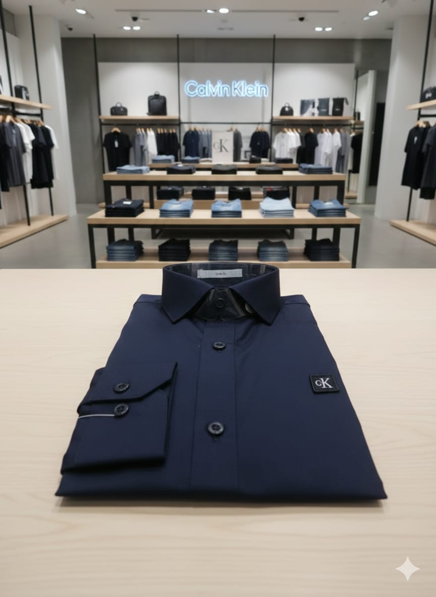 Calvin Klein navy designer regular fit shirt for business casual styling
