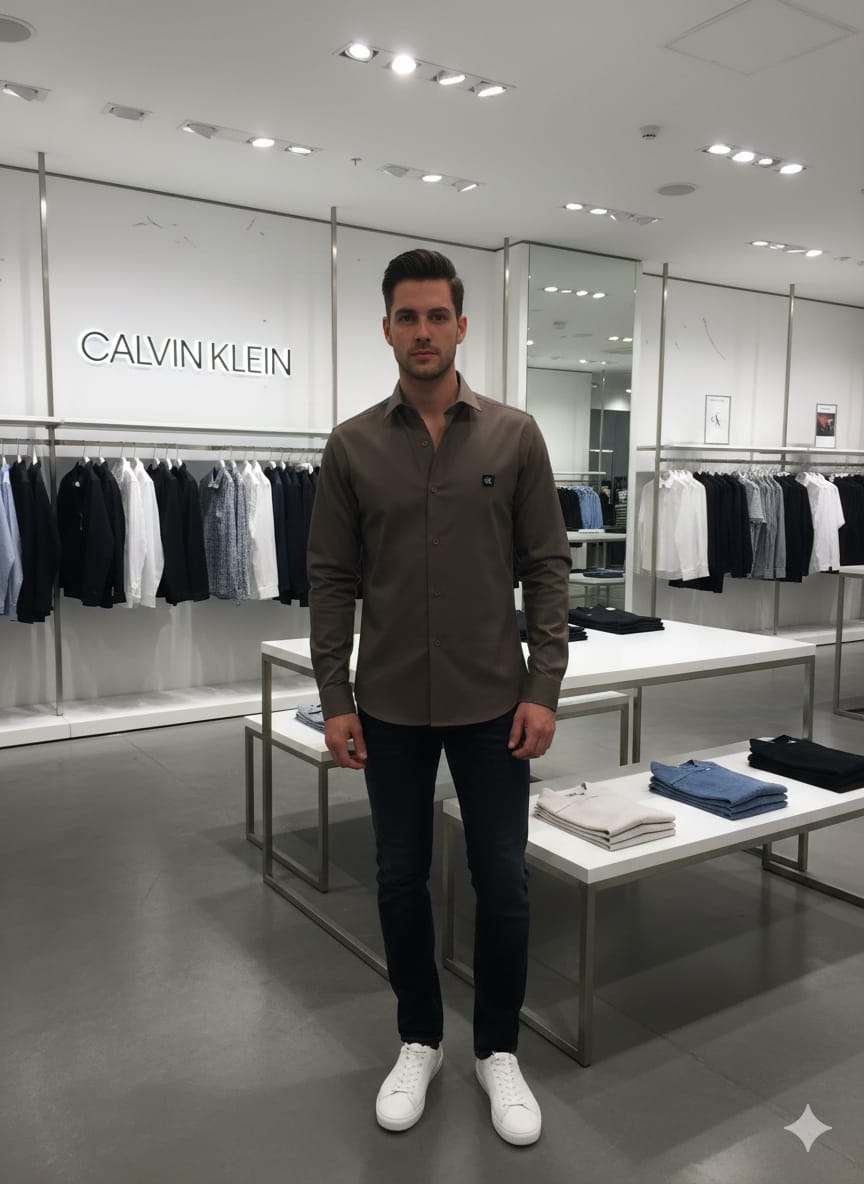 Luxury Calvin Klein burgundy full sleeve cotton lycra shirt