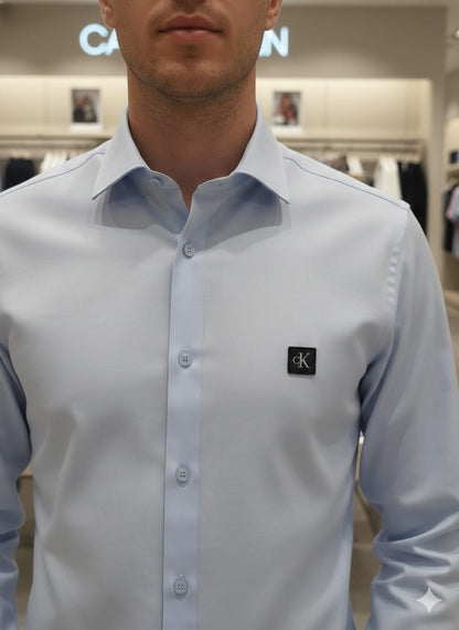 Premium Calvin Klein sky blue stretch cotton shirt for men
