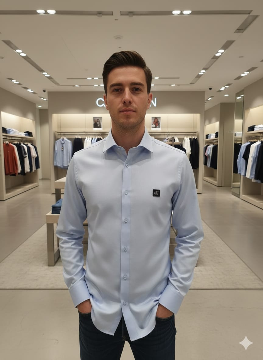 Calvin Klein sky blue designer regular fit shirt for office wear
