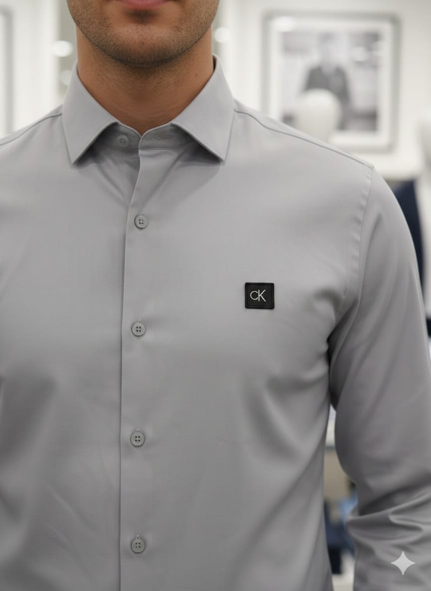 Calvin Klein grey designer regular fit shirt for business casual wear
