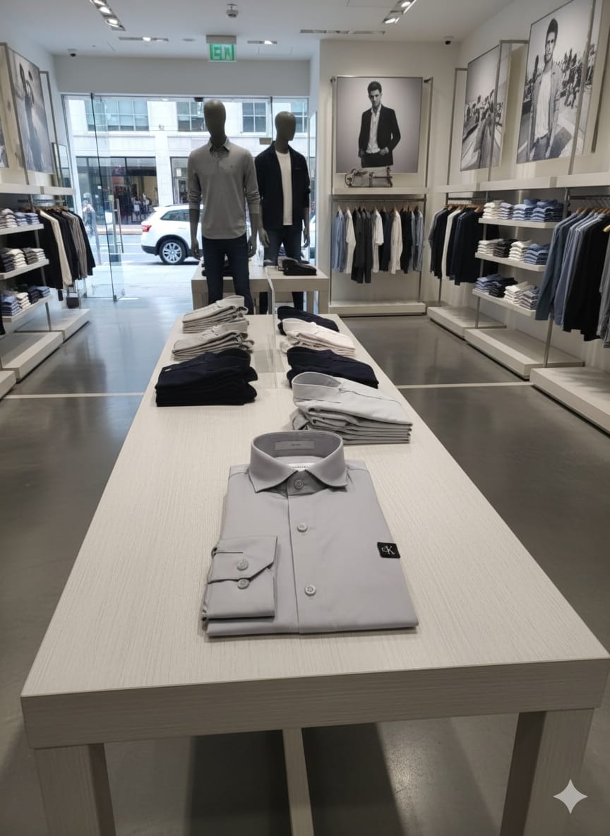 Premium Calvin Klein grey stretch cotton shirt for men
