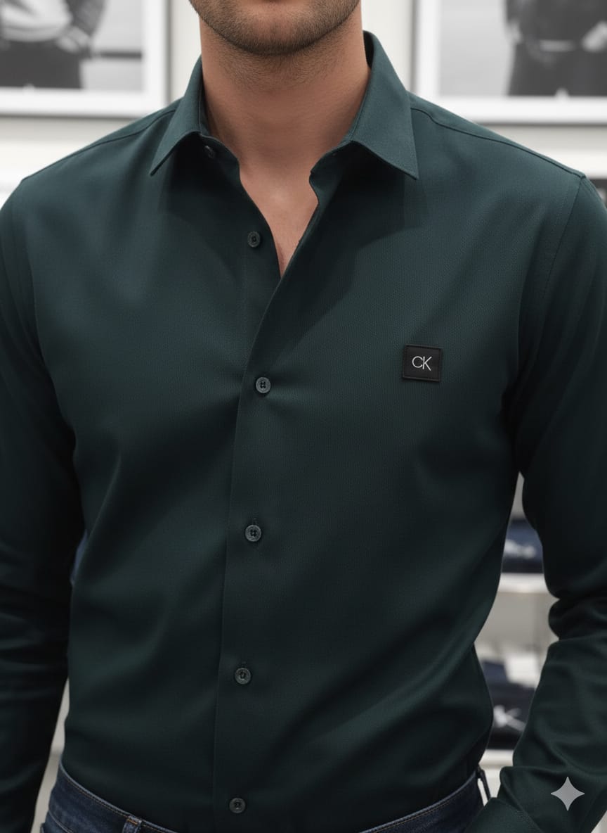 Premium Calvin Klein  green stretch cotton shirt for men
