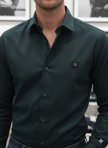 Premium Calvin Klein  green stretch cotton shirt for men
