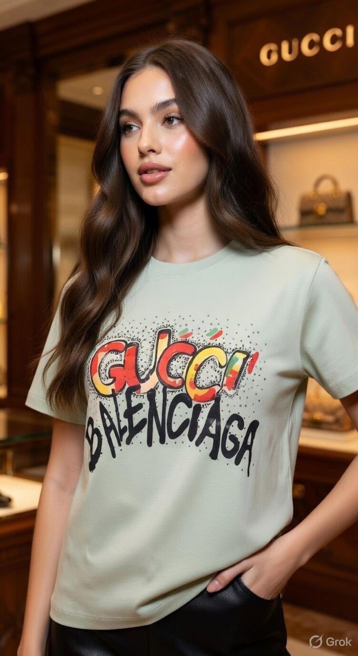 Gucci x Balenciaga light green designer-inspired casual tee
