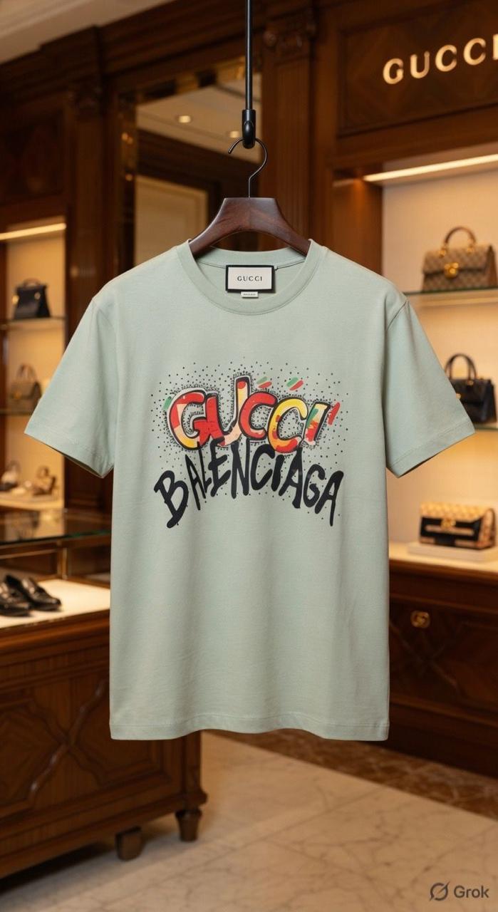 Gucci x Balenciaga light green premium women's T-shirt
