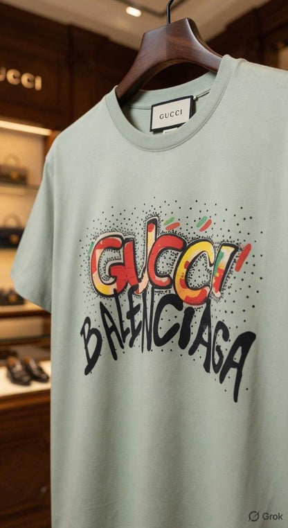 Women's Gucci x Balenciaga light green appliqué T-shirt
