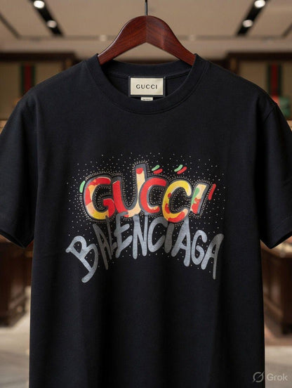 Women's Gucci x Balenciaga black appliqué T-shirt

