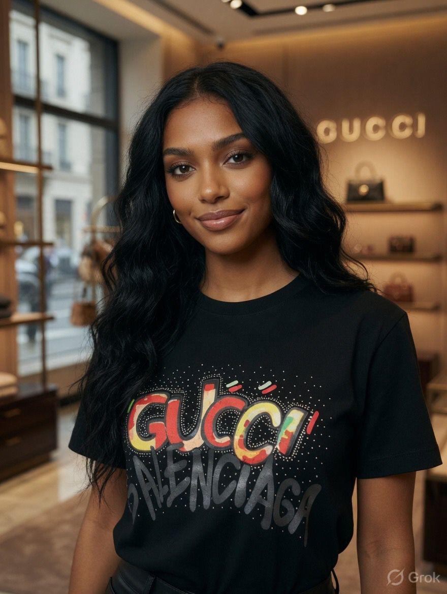 Gucci x Balenciaga black designer-inspired casual tee
