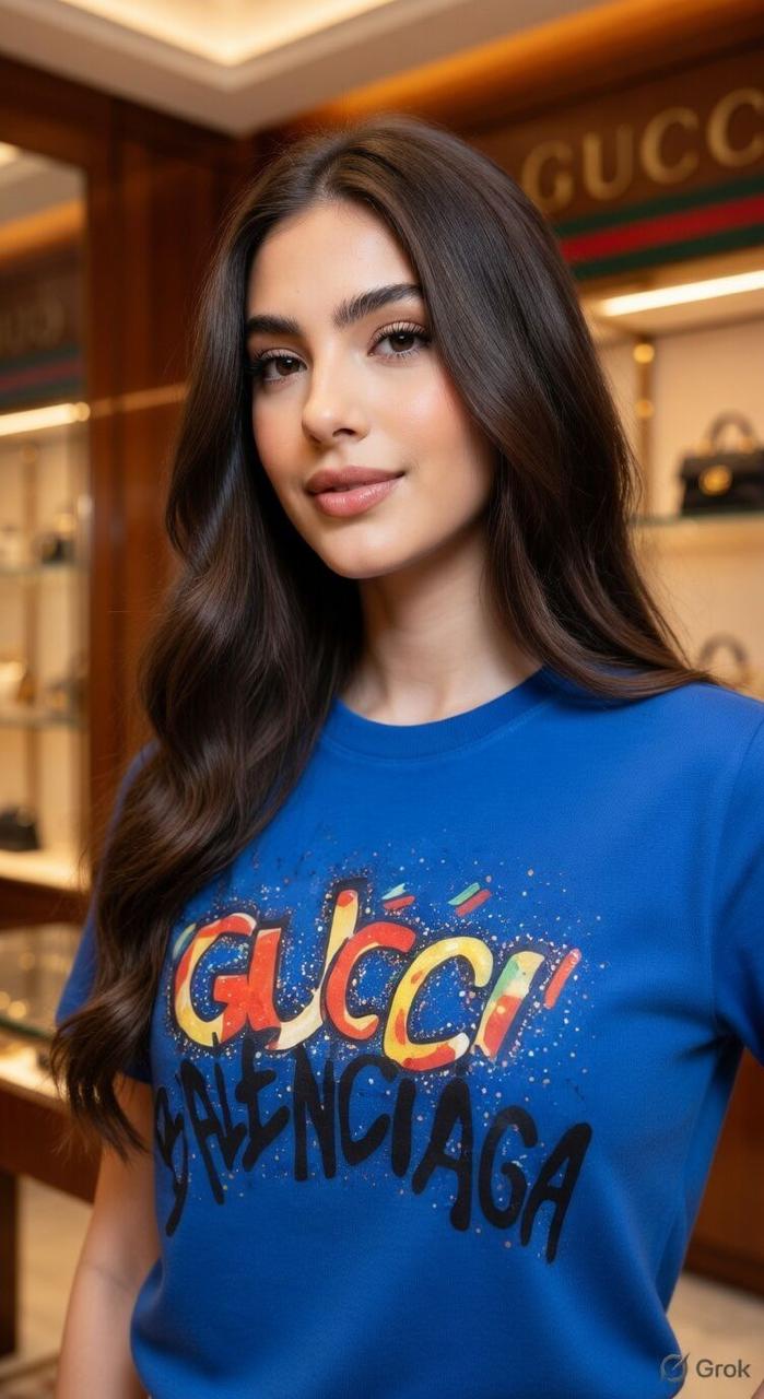 Gucci x Balenciaga blue designer-inspired casual tee
