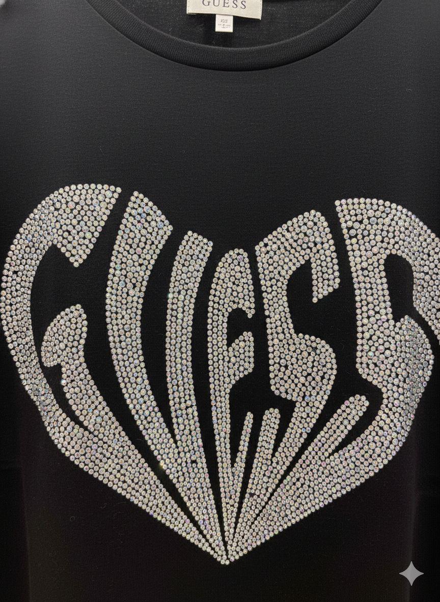 Women's Guess black regular fit cotton T-shirt
