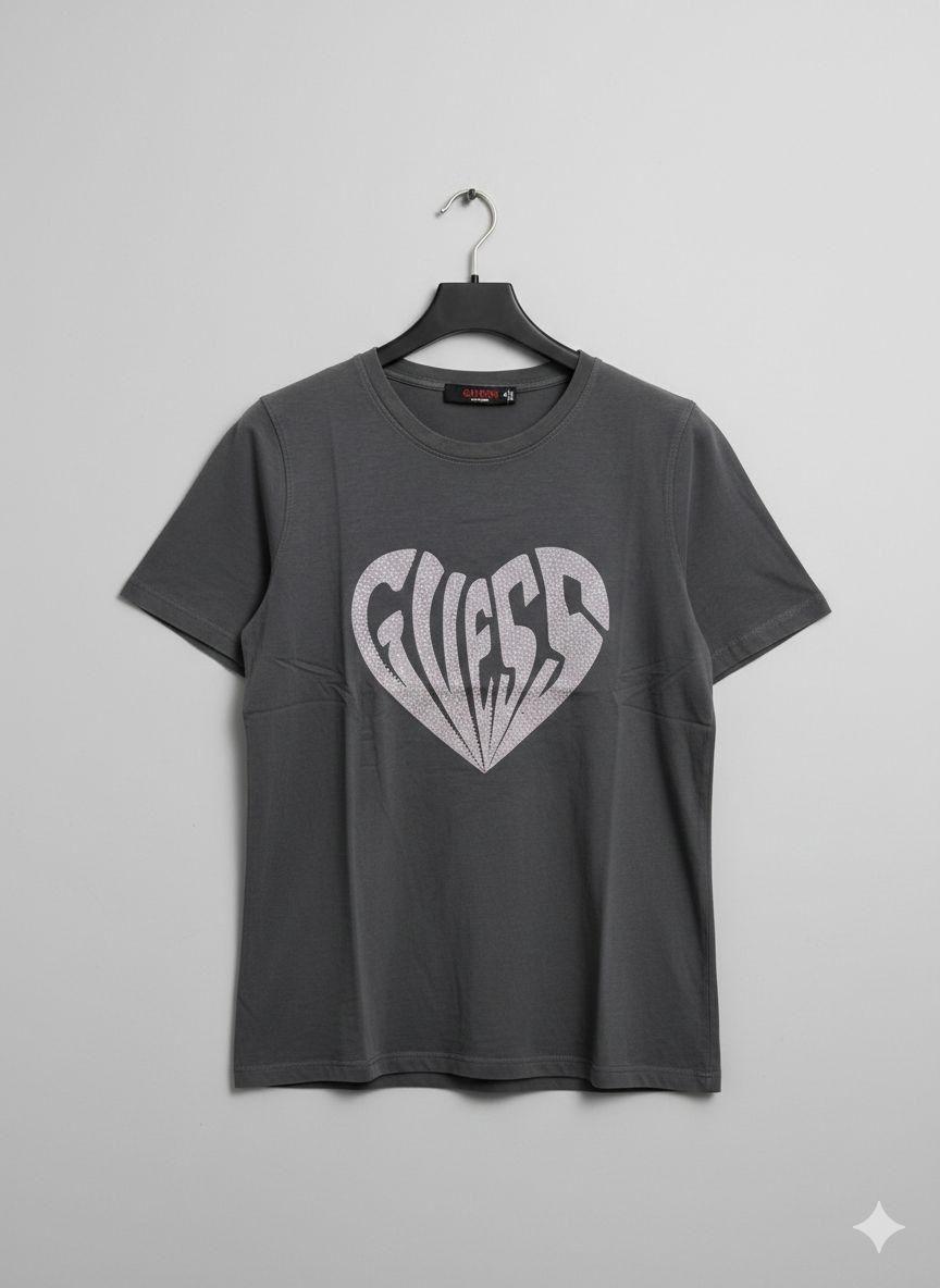 Guess grey premium cotton peach fabric T-shirt for women
