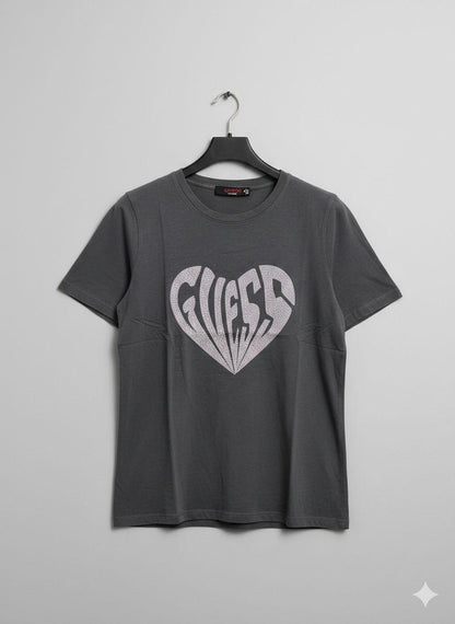 Guess grey premium cotton peach fabric T-shirt for women
