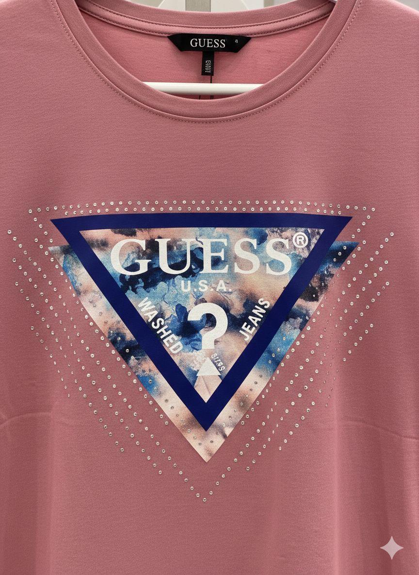 Guess pink designer-inspired ladies casual tee

