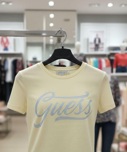Women's Guess yellow cream regular fit cotton T-shirt
