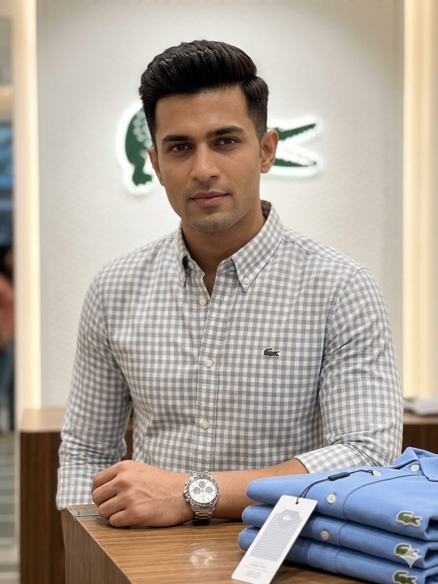 Men's Lacoste grey premium linen slub shirt