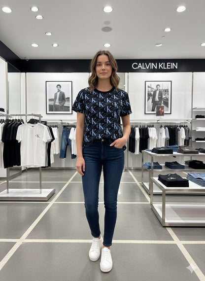 Premium Calvin black Lycra T-shirt for women
