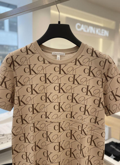 Women's Calvin beige regular fit stone work T-shirt
