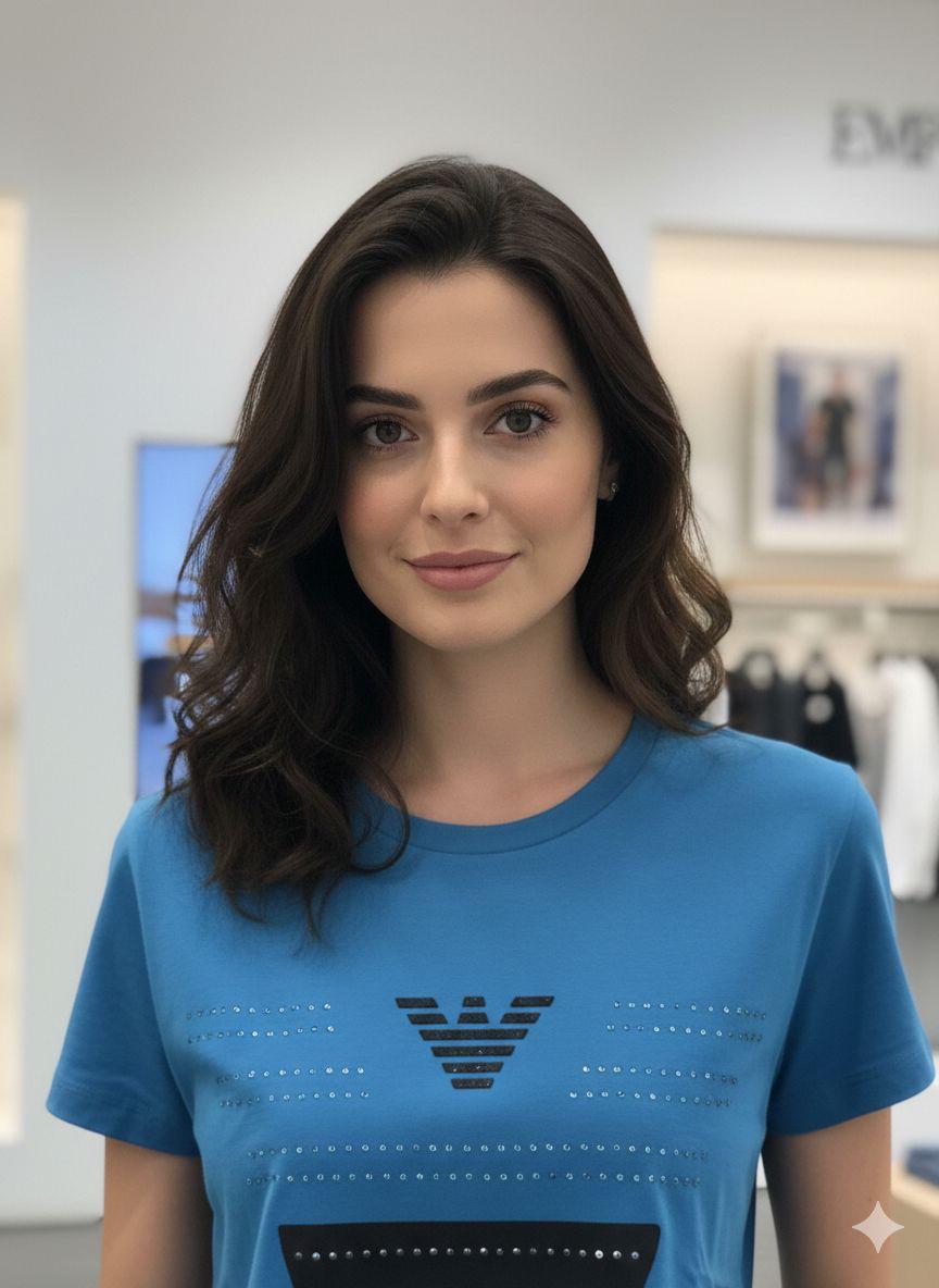 Armani blue premium cotton peach fabric T-shirt for women
