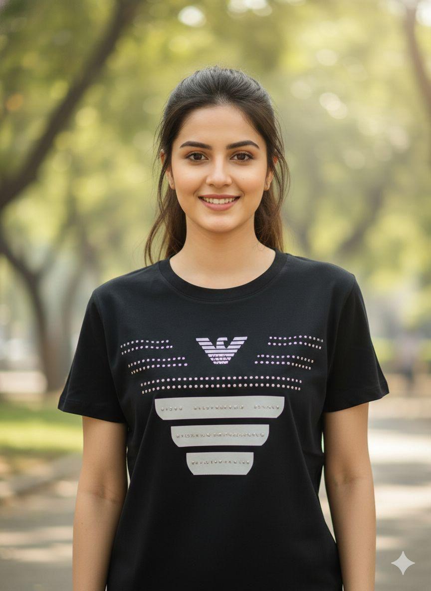 Armani black designer-inspired ladies casual tee
