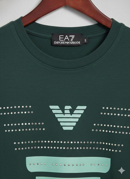 Women's Armani green regular fit cotton T-shirt
