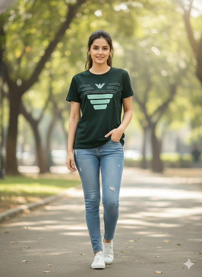 Premium Armani green cotton T-shirt for women
