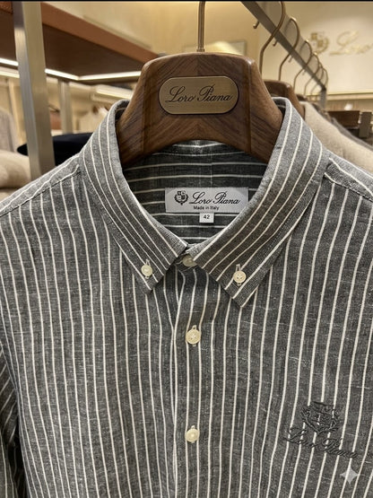 Loro Piana grey premium button down shirt for business casual and office wear