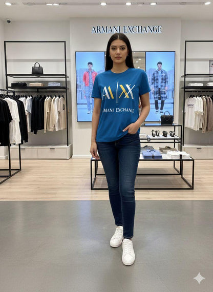 Premium Armani blue Lycra T-shirt for women
