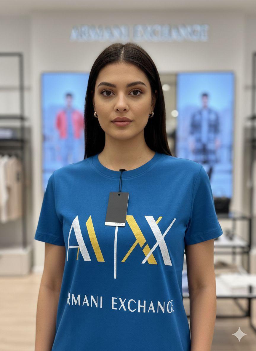 Armani blue designer-inspired ladies casual tee
