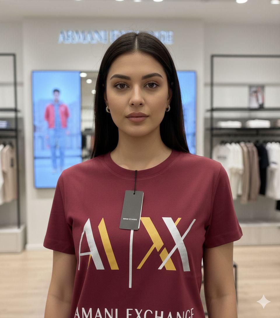 Armani wine designer-inspired ladies casual tee
