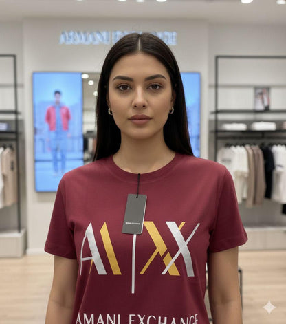 Armani wine designer-inspired ladies casual tee
