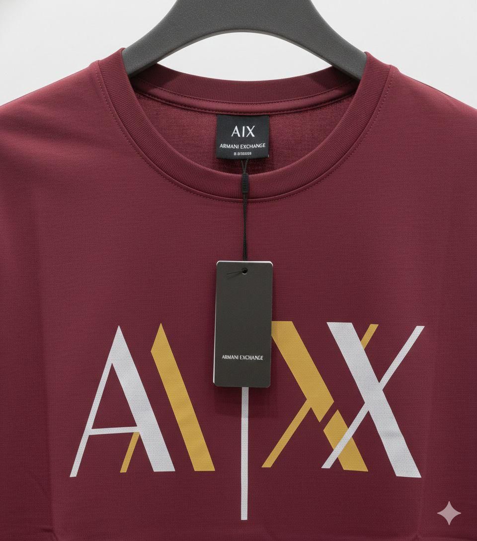 Women's Armani wine regular fit stone work T-shirt
