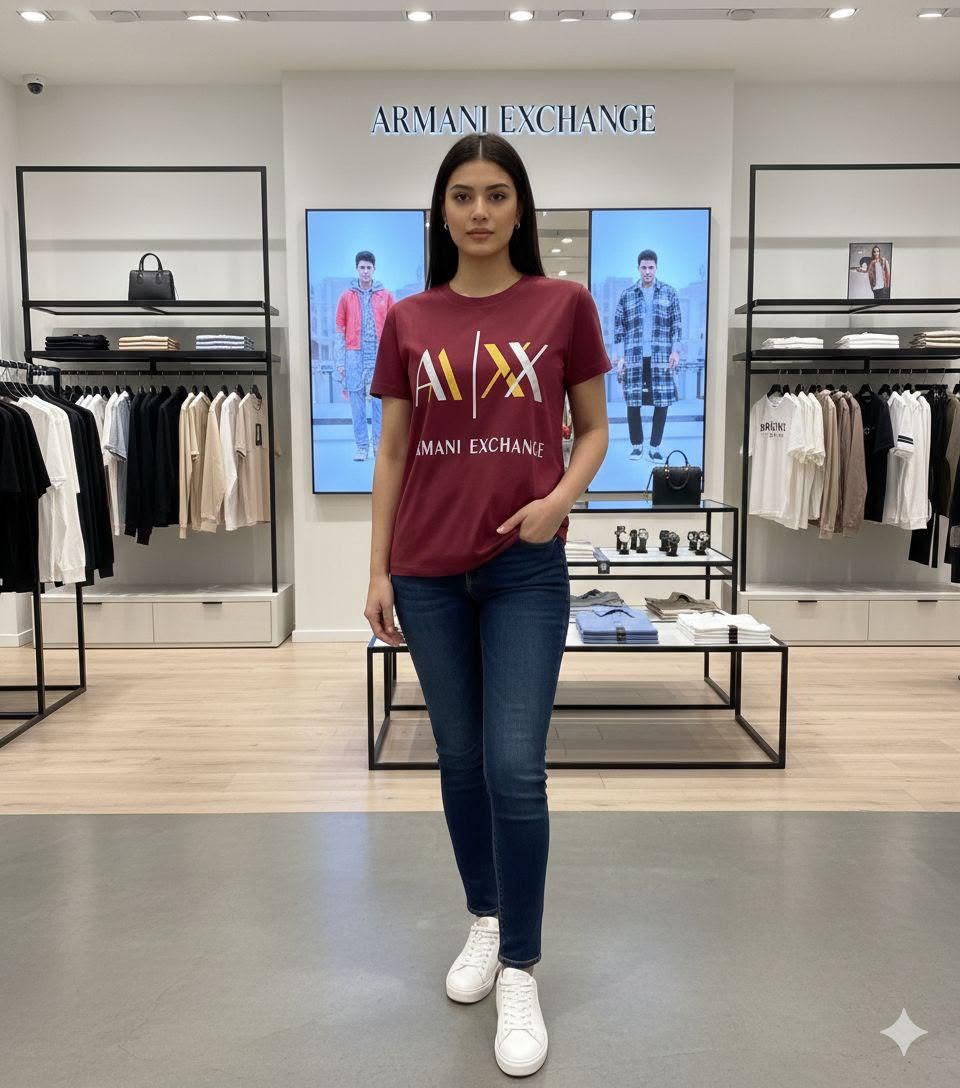 Premium Armani wine Lycra T-shirt for women
