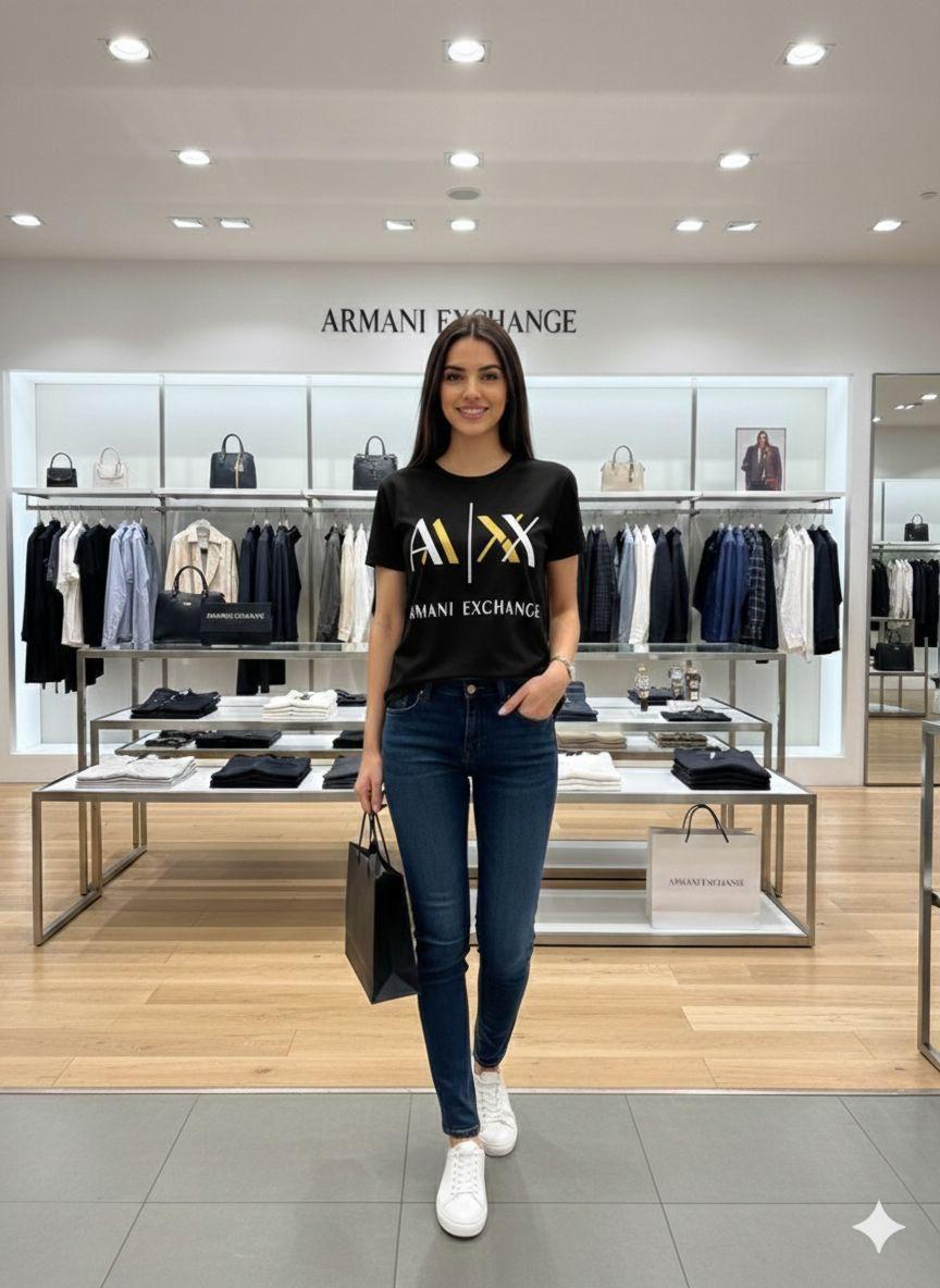 Premium Armani black Lycra T-shirt for women
