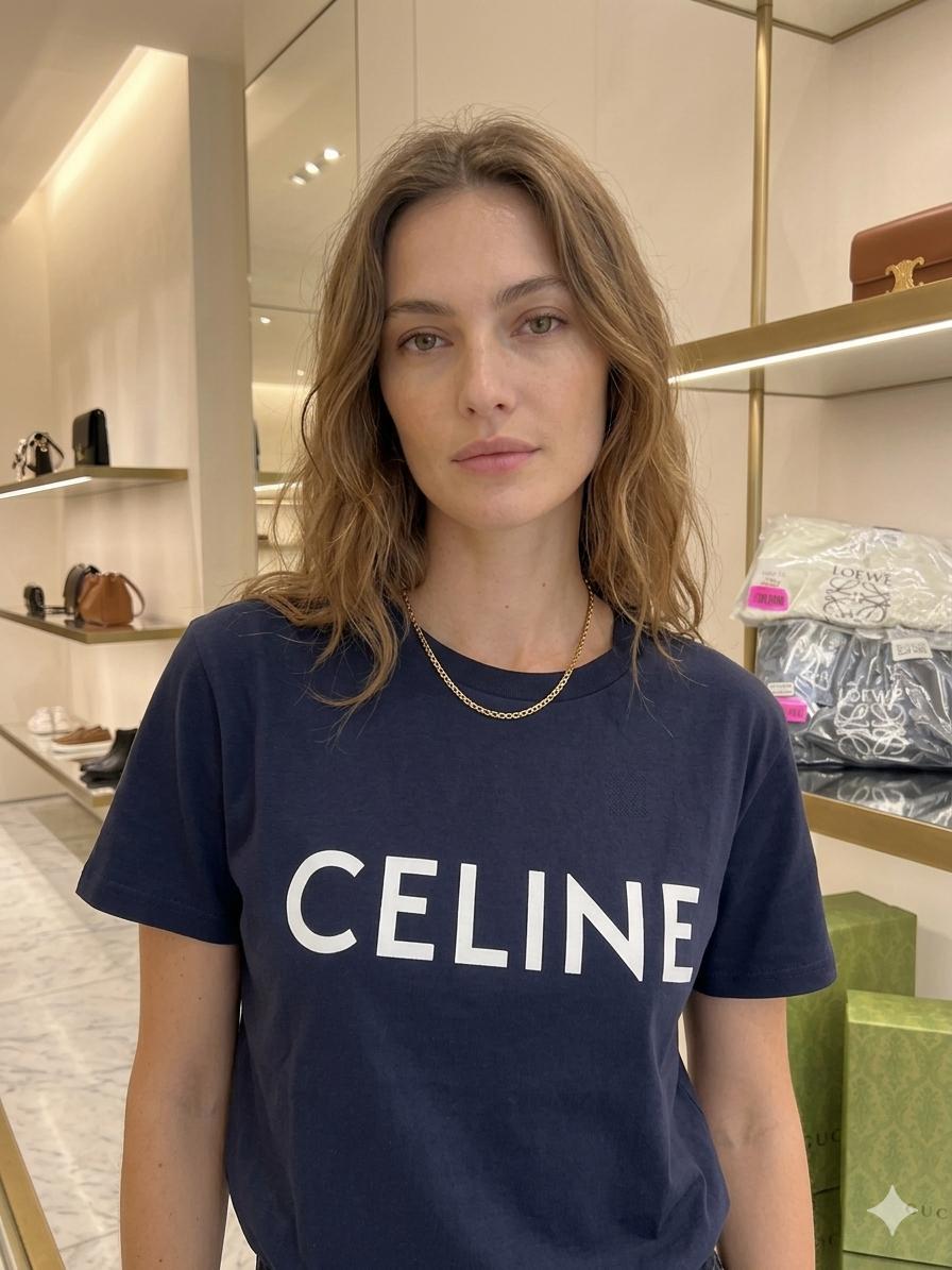 Celine navy relaxed fit premium casual tee
