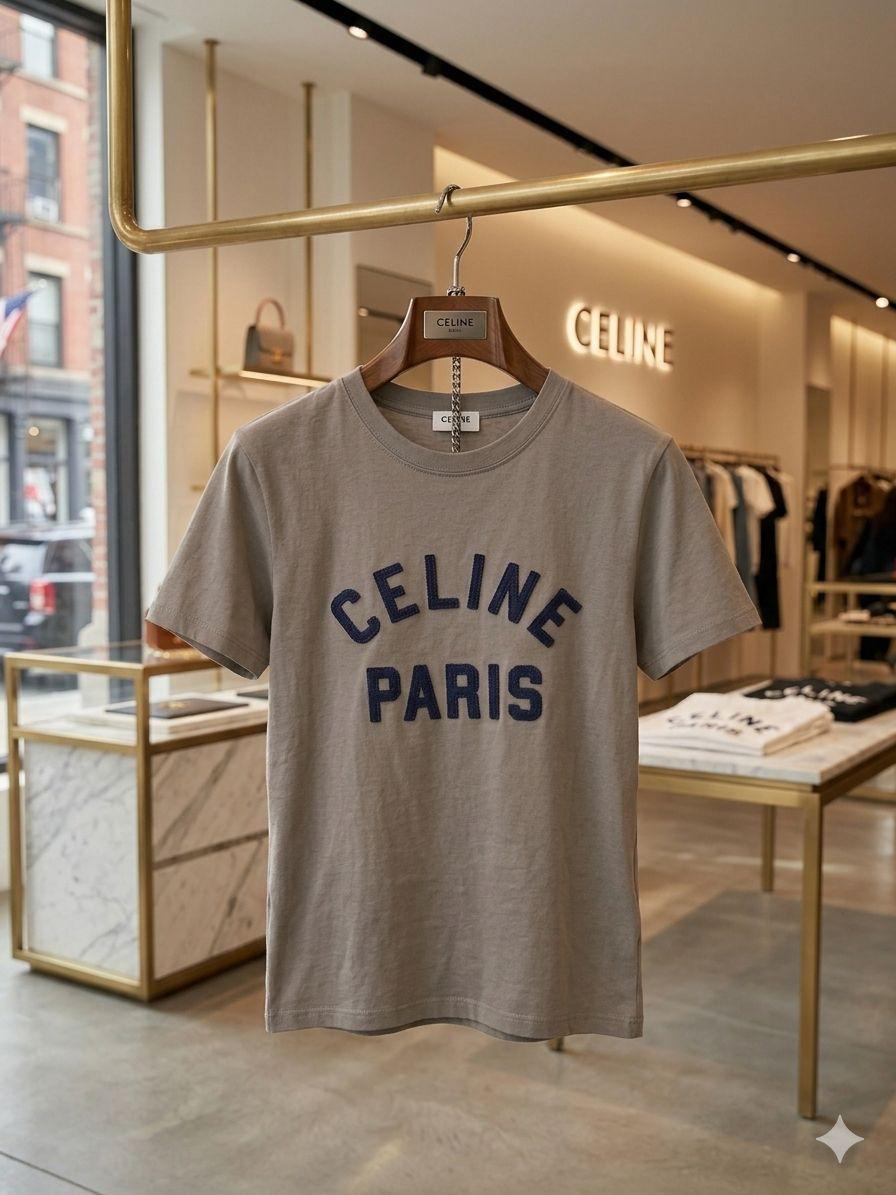 Celine grey premium 245 GSM Lycra T-shirt for women

