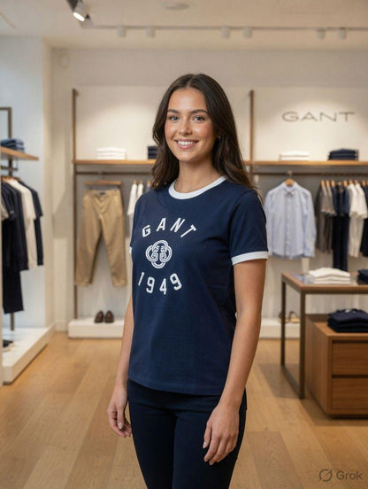 Premium GANT navy cotton Lycra T-shirt
