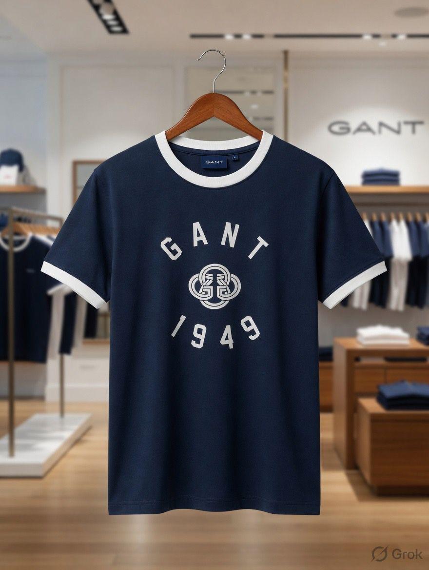 Women's GANT navy embroidered casual T-shirt
