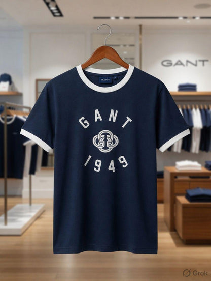 Women's GANT navy embroidered casual T-shirt
