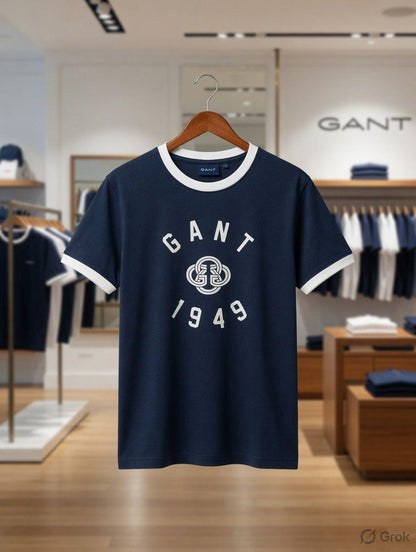 GANT navy premium cotton Lycra T-shirt for women
