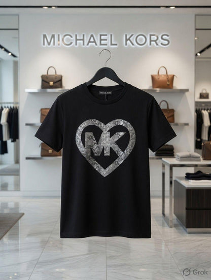 Women's Michael Kors black regular fit cotton T-shirt
