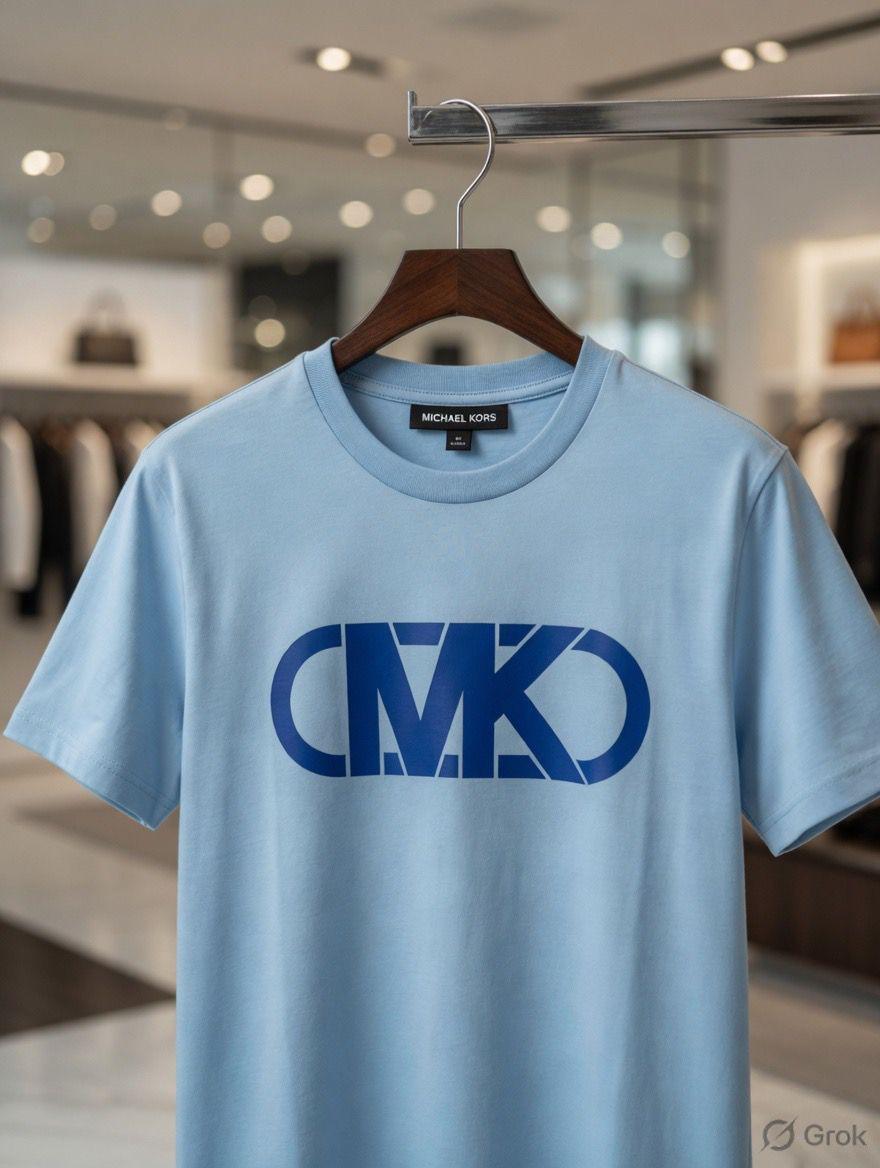 Women's Michael Kors sky blue regular fit cotton T-shirt
