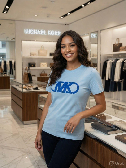 Premium Michael Kors sky blue cotton T-shirt for women

