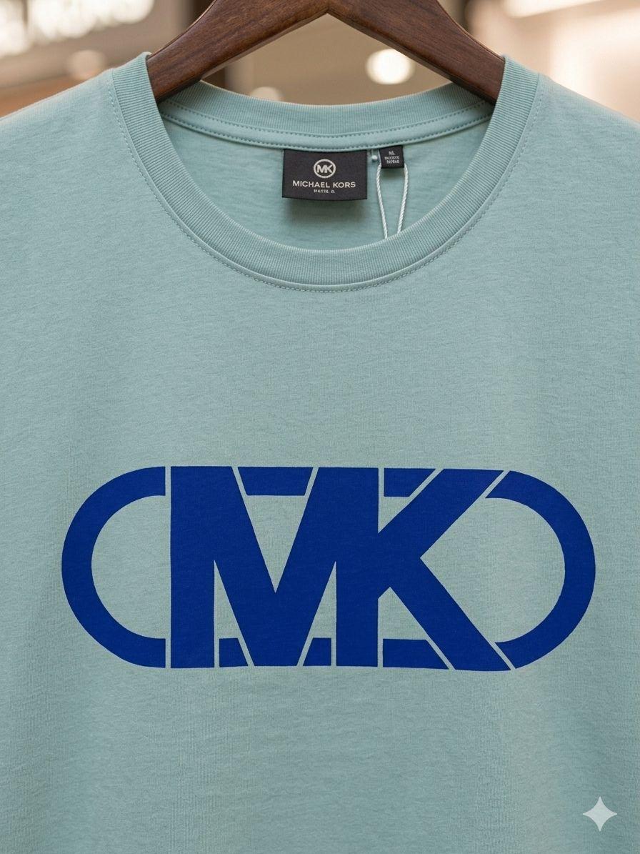 Women's Michael Kors teal green regular fit cotton T-shirt
