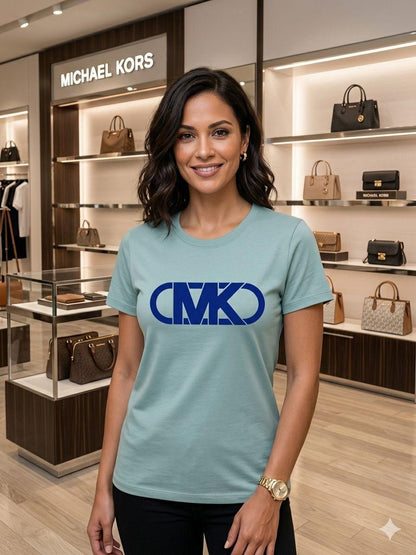 Premium Michael Kors teal green cotton T-shirt for women
