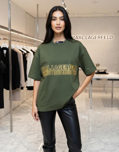 Premium Karl Lagerfeld green oversized women's T-shirt
