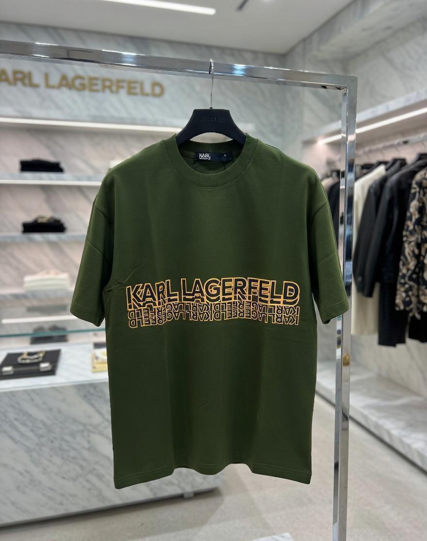 Karl Lagerfeld green premium oversized cotton T-shirt for women
