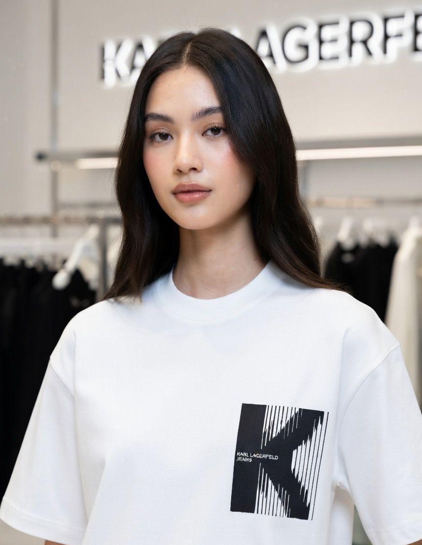 Karl Lagerfeld white designer oversized casual tee
